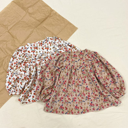 MyKids-USA® Baby Girls Floral Pattern Puff Sleeved Design Square-Neck Tops