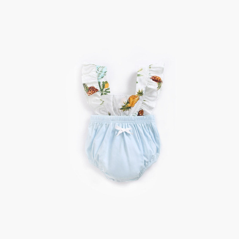 MyKids-USA® Baby Girl Fruit Print Pattern Lace Design Square Collar False bodysuit