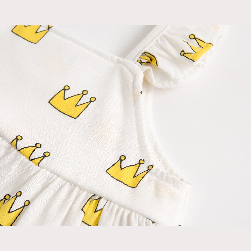 MyKids-USA® Baby Girl Printed Pattern Ruffle Design Sleeveless Tops Combo Shorts Sets