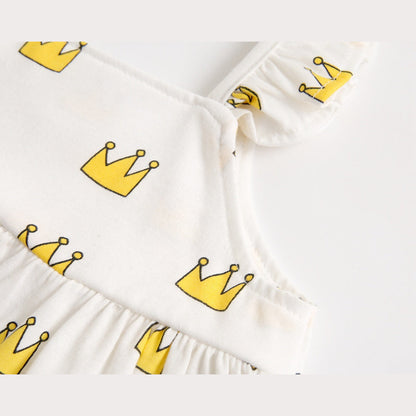 MyKids-USA® Baby Girl Printed Pattern Ruffle Design Sleeveless Tops Combo Shorts Sets