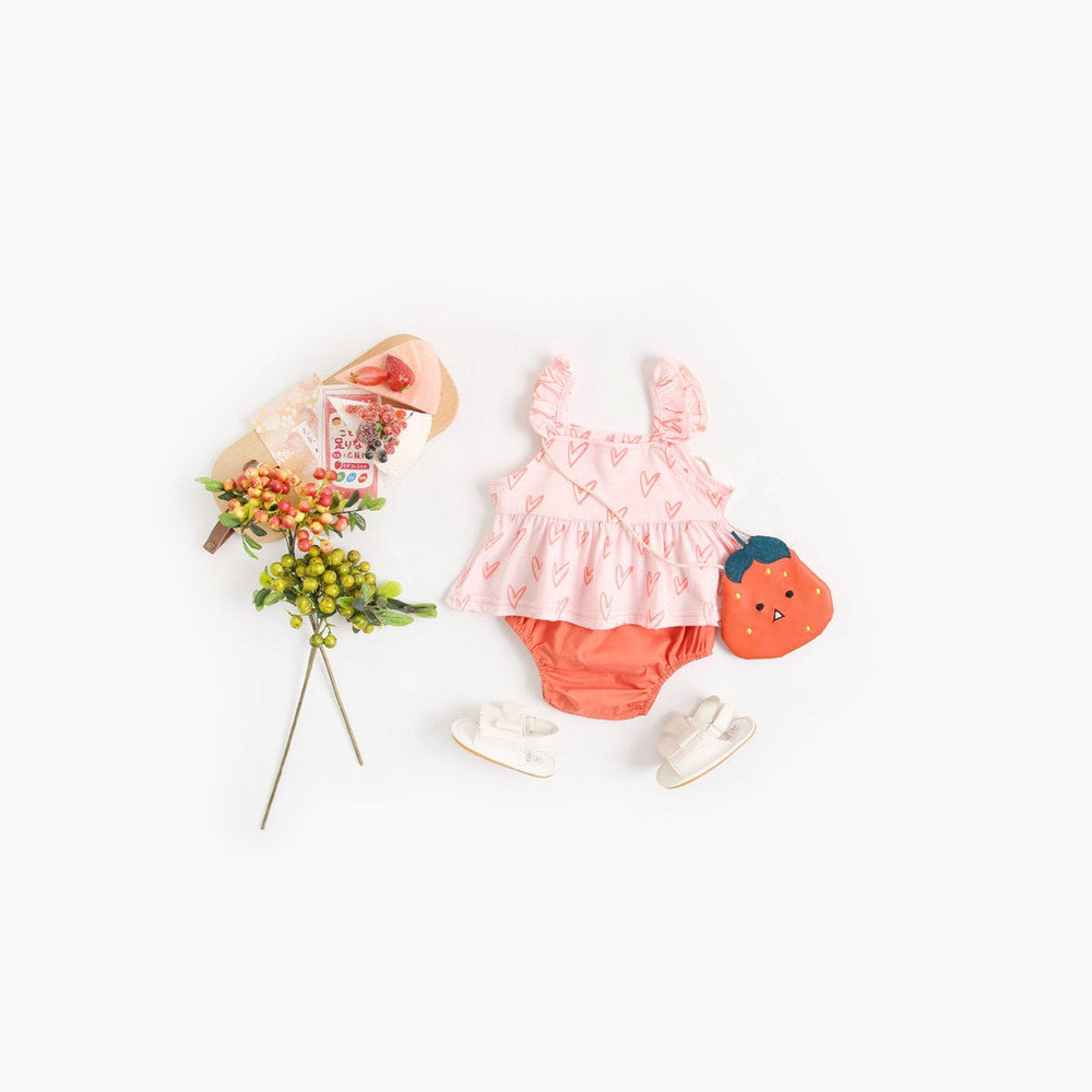 MyKids-USA® Baby Girl Printed Pattern Ruffle Design Sleeveless Tops Combo Shorts Sets