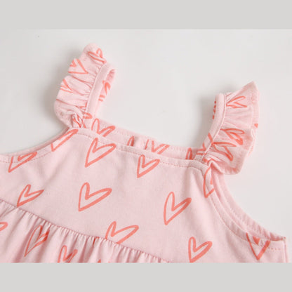 MyKids-USA® Baby Girl Printed Pattern Ruffle Design Sleeveless Tops Combo Shorts Sets