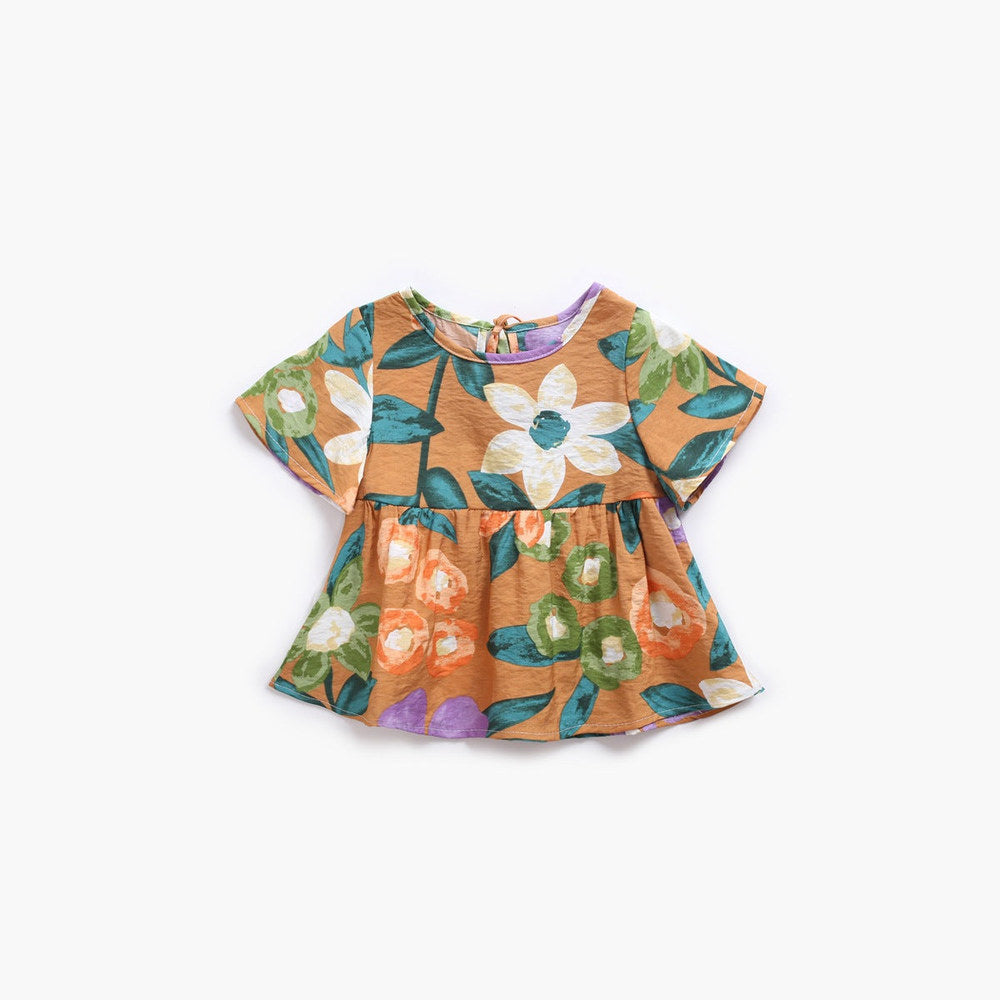 MyKids-USA® Baby Girl Floral Print O-Neck T-Shirt Combo Trousers Sets