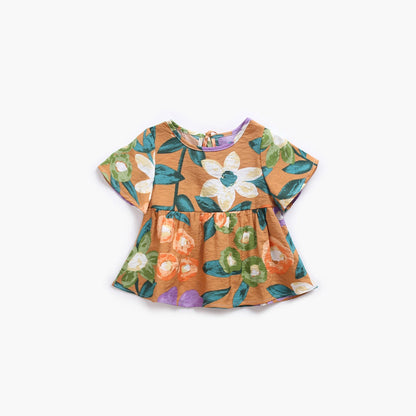 MyKids-USA® Baby Girl Floral Print O-Neck T-Shirt Combo Trousers Sets