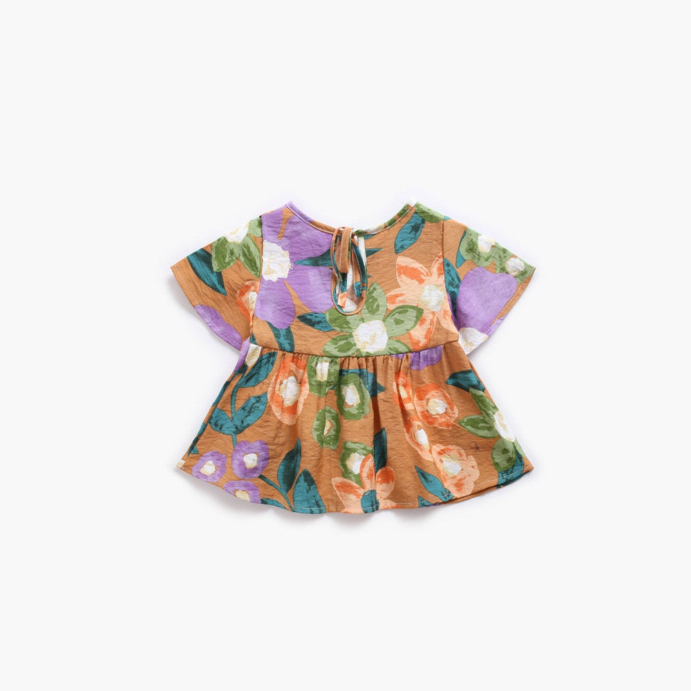 MyKids-USA® Baby Girl Floral Print O-Neck T-Shirt Combo Trousers Sets