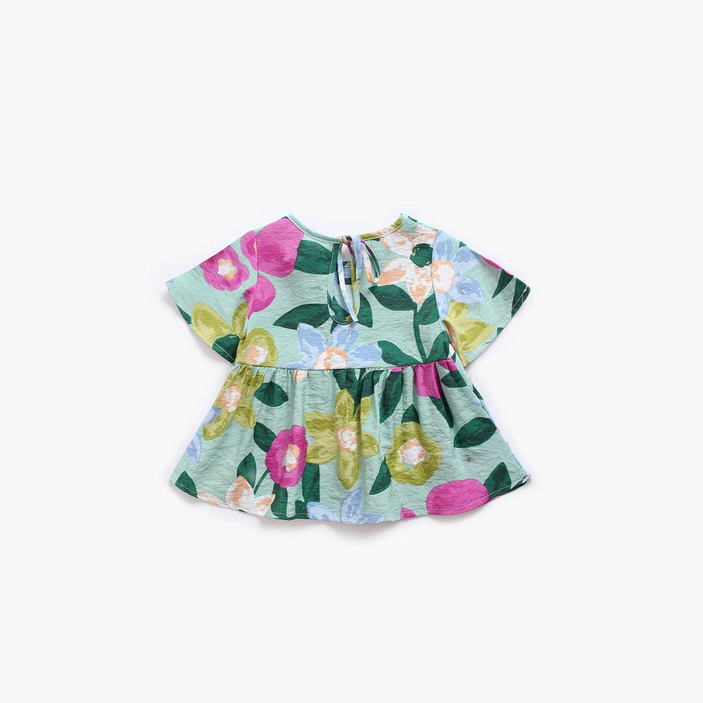 MyKids-USA® Baby Girl Floral Print O-Neck T-Shirt Combo Trousers Sets