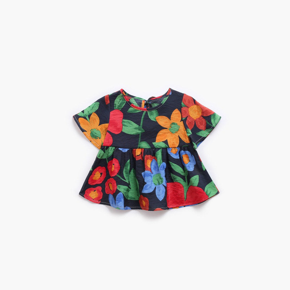 MyKids-USA® Baby Girl Floral Print O-Neck T-Shirt Combo Trousers Sets