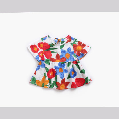 MyKids-USA® Baby Girl Floral Print O-Neck T-Shirt Combo Trousers Sets