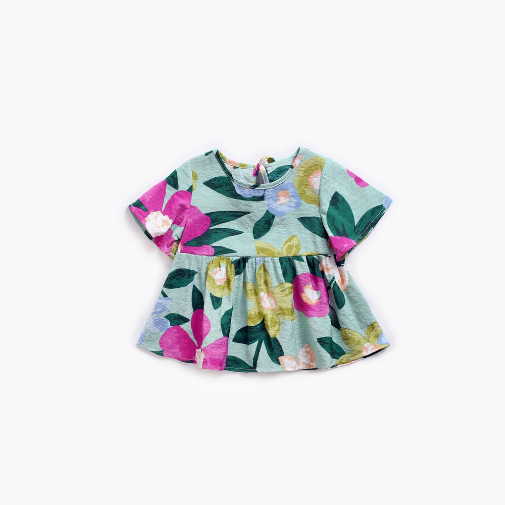 MyKids-USA® Baby Girl Floral Print O-Neck T-Shirt Combo Trousers Sets