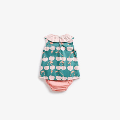 MyKids-USA® Baby Girl Cherry Print Ruffle Design O-Neck Tops Combo Shorts Sets