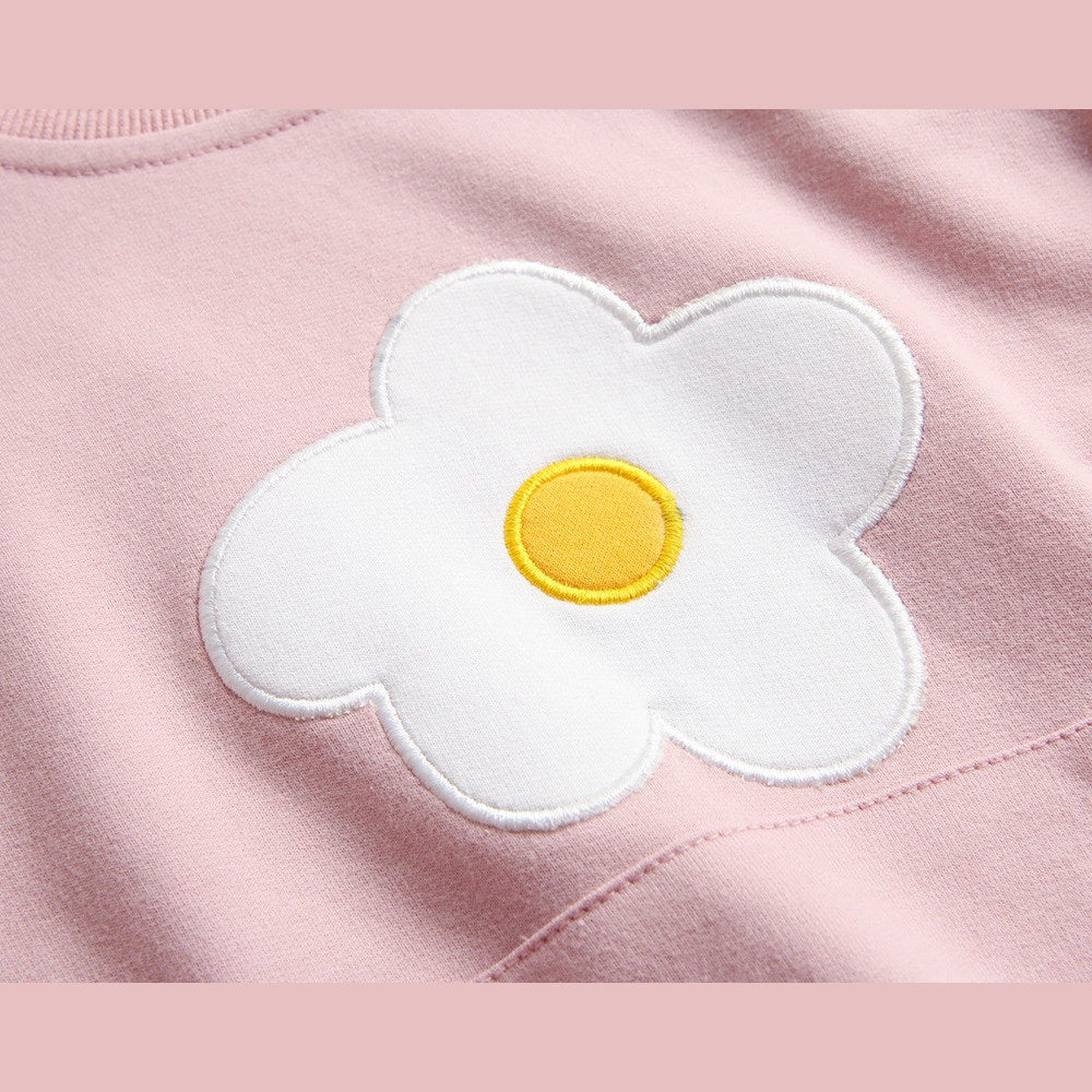 MyKids-USA® Baby Girl Solid Color Floral Embroidered Design bodysuit With Pocket