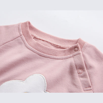 MyKids-USA® Baby Girl Solid Color Floral Embroidered Design bodysuit With Pocket