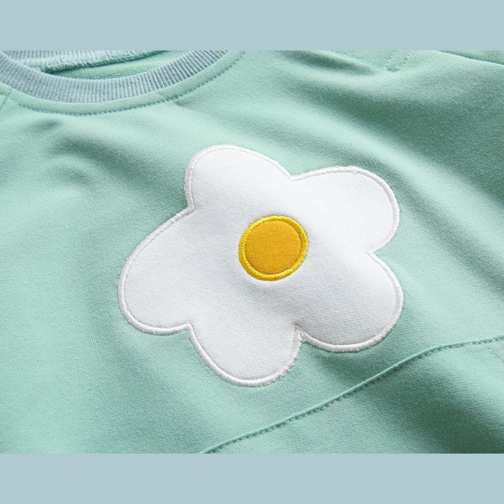 MyKids-USA® Baby Girl Solid Color Floral Embroidered Design bodysuit With Pocket