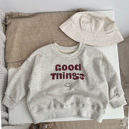MyKids-USA® Baby Slogan Print Pattern O-Neck Pullover Hoodie
