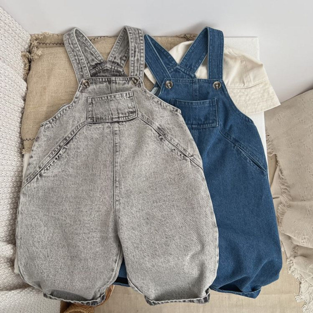 MyKids-USA® Baby Unisex Washed Denim Fabric Loose Overall