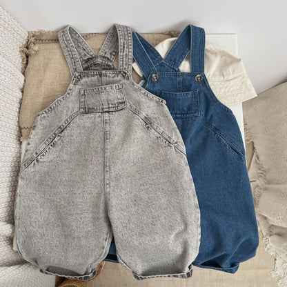 MyKids-USA® Baby Unisex Washed Denim Fabric Loose Overall