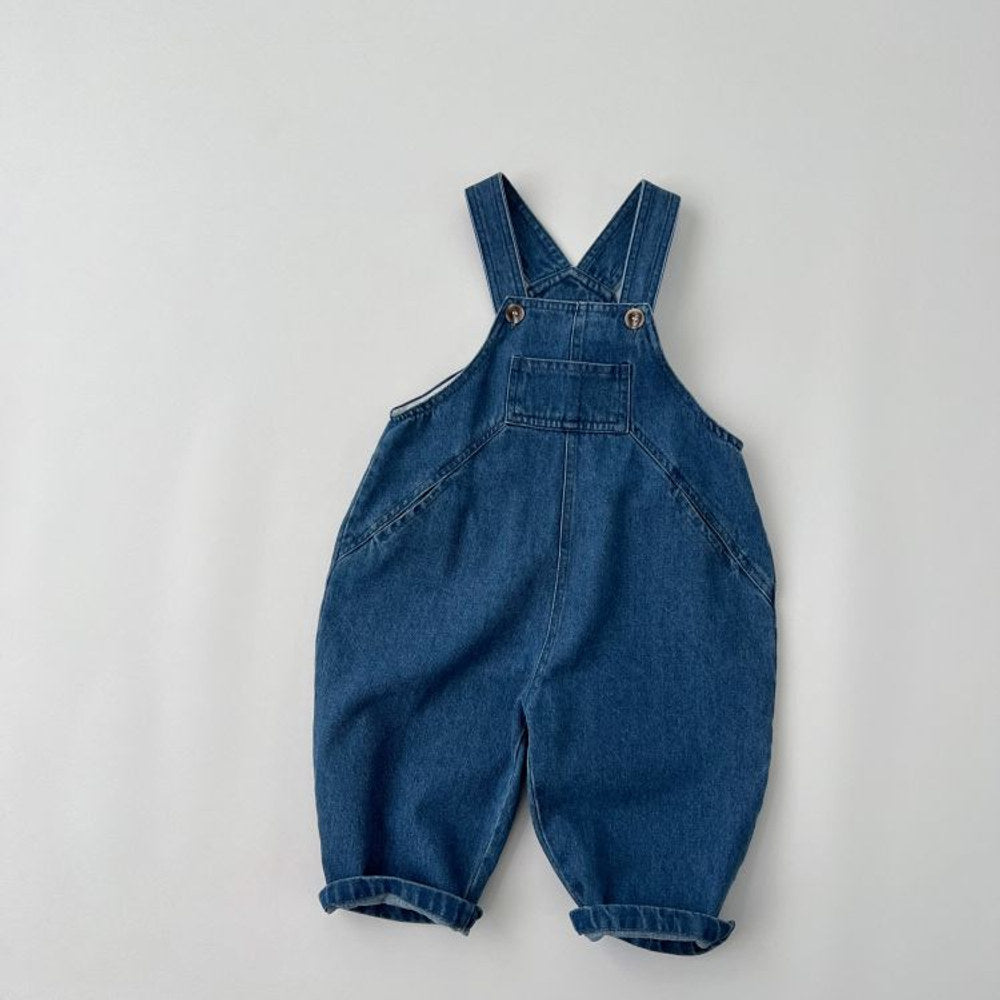 MyKids-USA® Baby Unisex Washed Denim Fabric Loose Overall