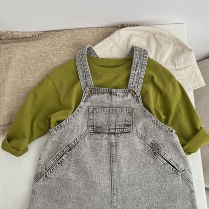 MyKids-USA® Baby Unisex Washed Denim Fabric Loose Overall