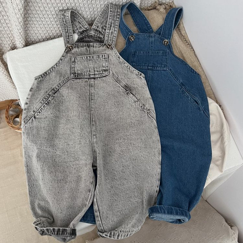 MyKids-USA® Baby Unisex Washed Denim Fabric Loose Overall