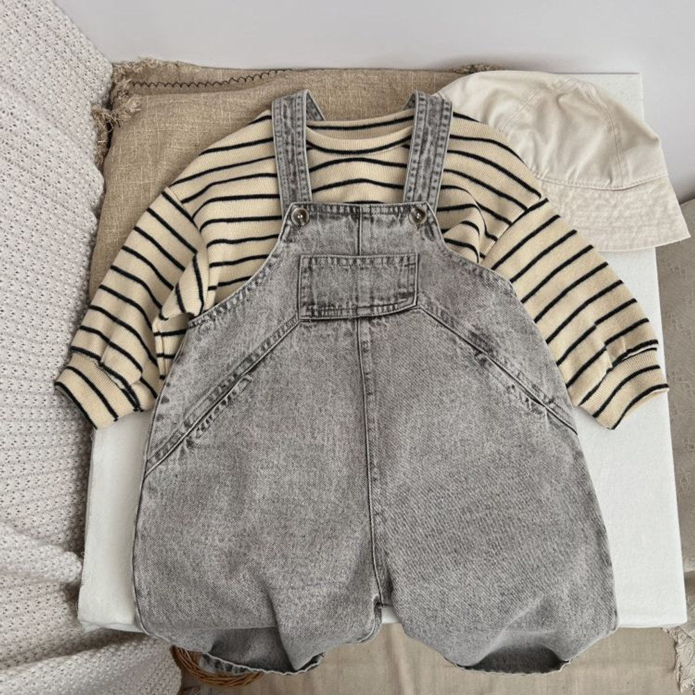 MyKids-USA® Baby Unisex Washed Denim Fabric Loose Overall