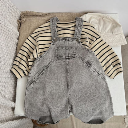 MyKids-USA® Baby Unisex Washed Denim Fabric Loose Overall