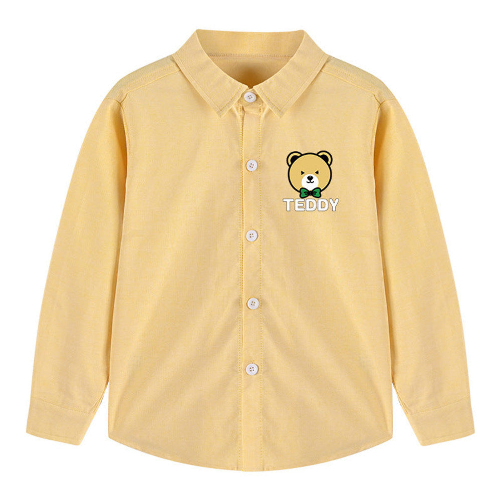 MyKids-USA® Baby Boy Bear Print Pattern Single Breasted Design Lapel Shirt