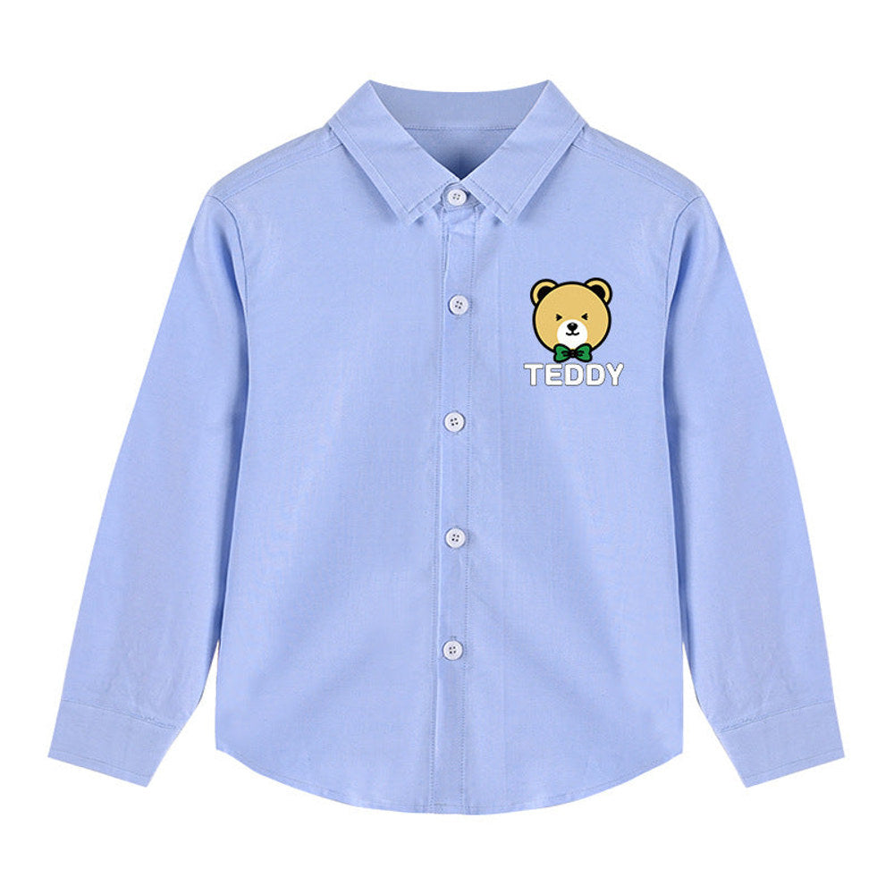 MyKids-USA® Baby Boy Bear Print Pattern Single Breasted Design Lapel Shirt