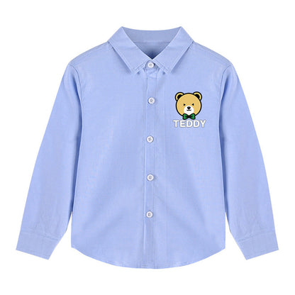 MyKids-USA® Baby Boy Bear Print Pattern Single Breasted Design Lapel Shirt