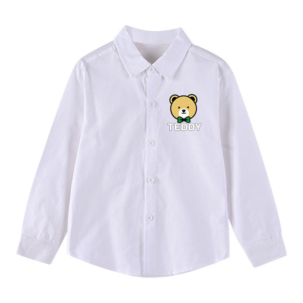 MyKids-USA® Baby Boy Bear Print Pattern Single Breasted Design Lapel Shirt