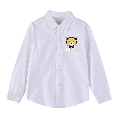 MyKids-USA® Baby Boy Bear Print Pattern Single Breasted Design Lapel Shirt