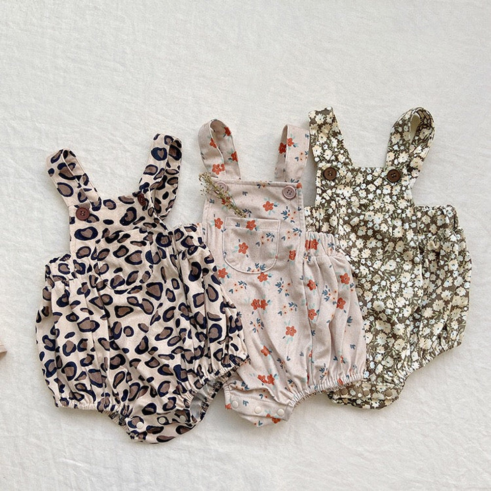 MyKids-USA® Baby Girl Cute Print Pattern Strap Design Overall Triangle bodysuit