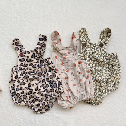 MyKids-USA® Baby Girl Cute Print Pattern Strap Design Overall Triangle bodysuit