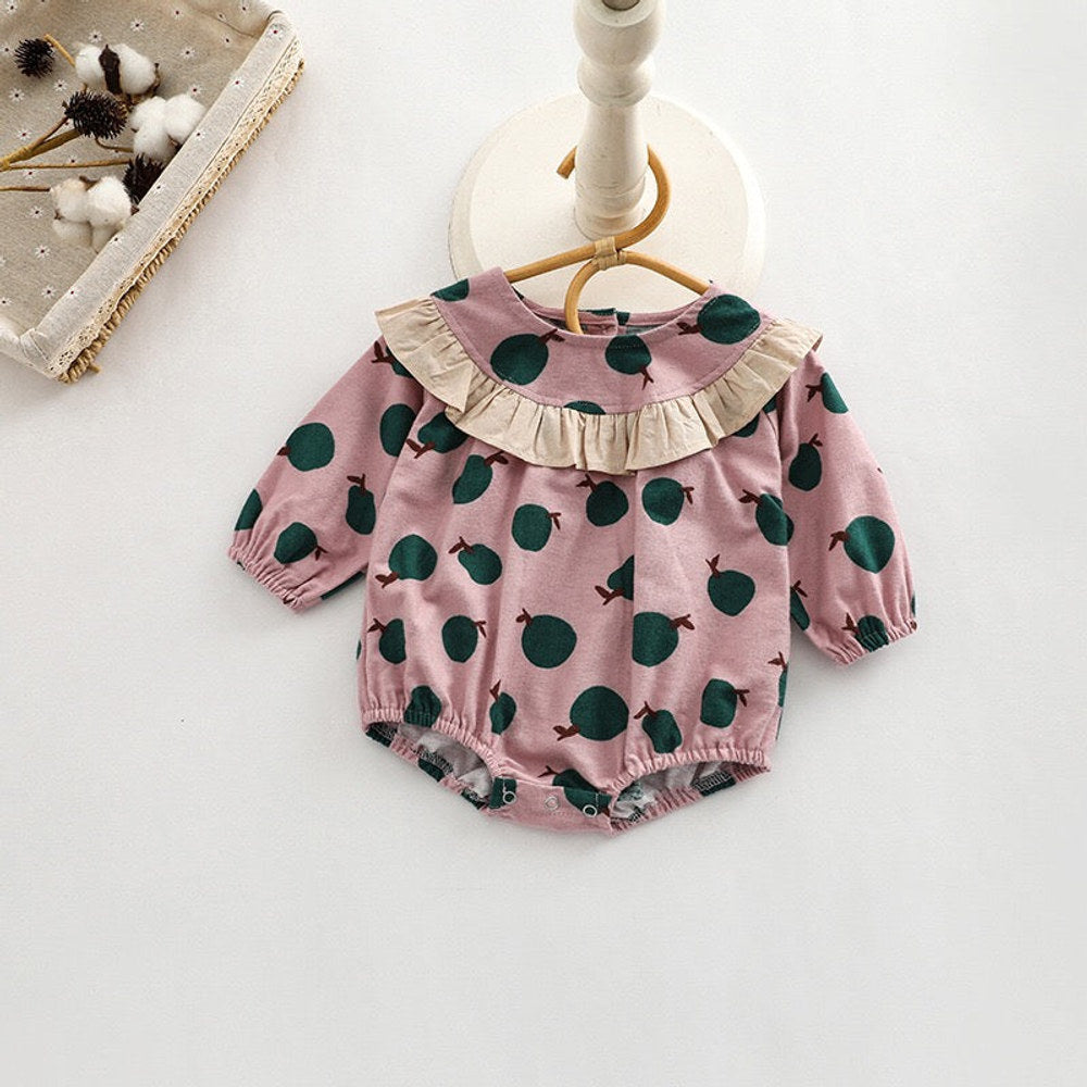 MyKids-USA® Baby Girl Fruit Orange Pattern Patchwork Design Long Sleeve bodysuit