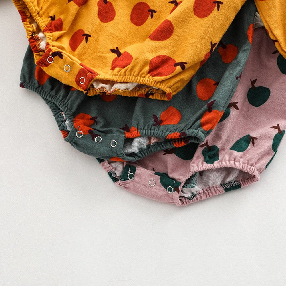 MyKids-USA® Baby Girl Fruit Orange Pattern Patchwork Design Long Sleeve bodysuit