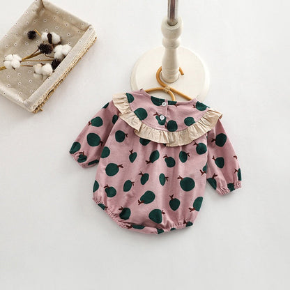 MyKids-USA® Baby Girl Fruit Orange Pattern Patchwork Design Long Sleeve bodysuit