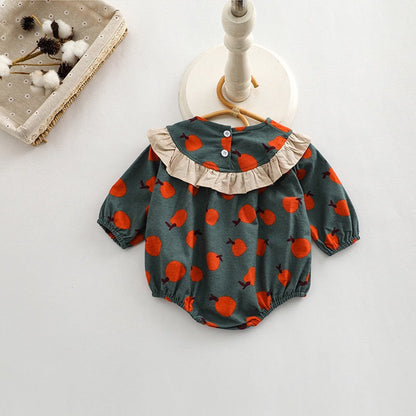 MyKids-USA® Baby Girl Fruit Orange Pattern Patchwork Design Long Sleeve bodysuit