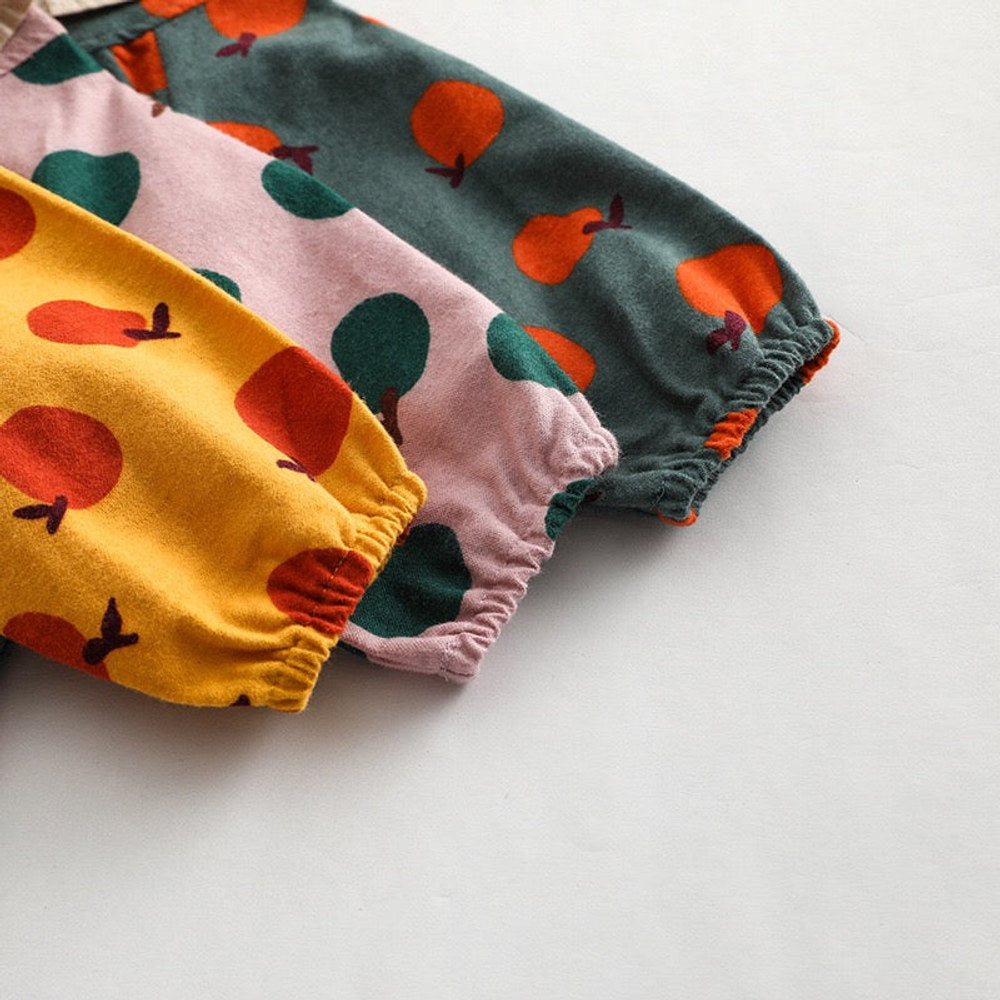 MyKids-USA® Baby Girl Fruit Orange Pattern Patchwork Design Long Sleeve bodysuit