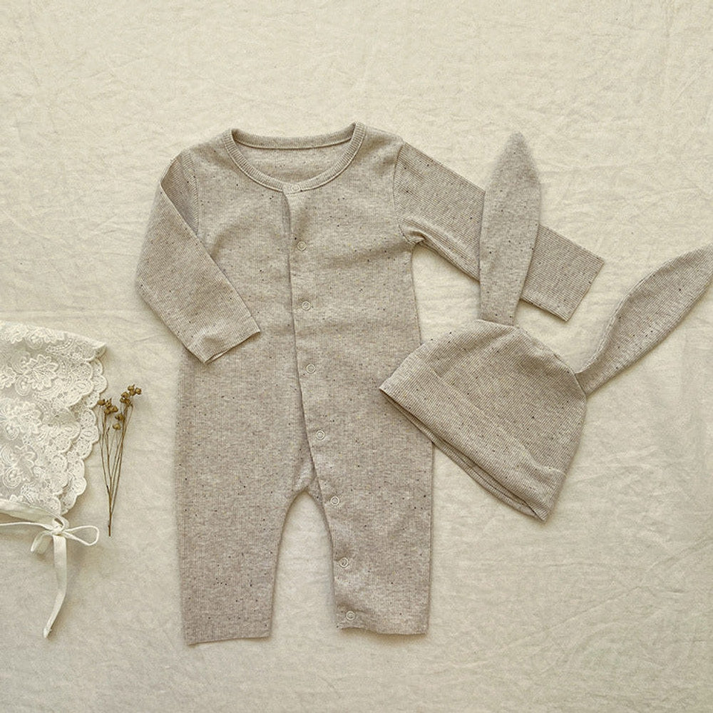 MyKids-USA® Baby Solid Color Pit Strip Fabric Long Sleeve bodysuit Or Jumpsuit (Without Hat)
