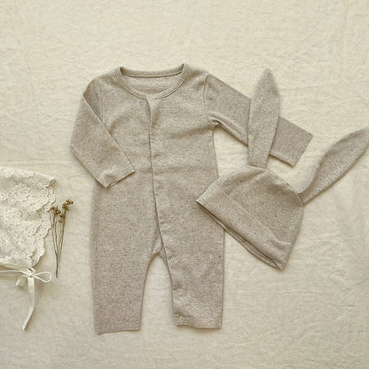 MyKids-USA® Baby Solid Color Pit Strip Fabric Long Sleeve bodysuit Or Jumpsuit (Without Hat)