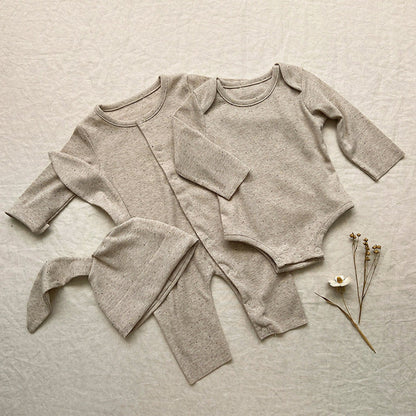 MyKids-USA® Baby Solid Color Pit Strip Fabric Long Sleeve bodysuit Or Jumpsuit (Without Hat)