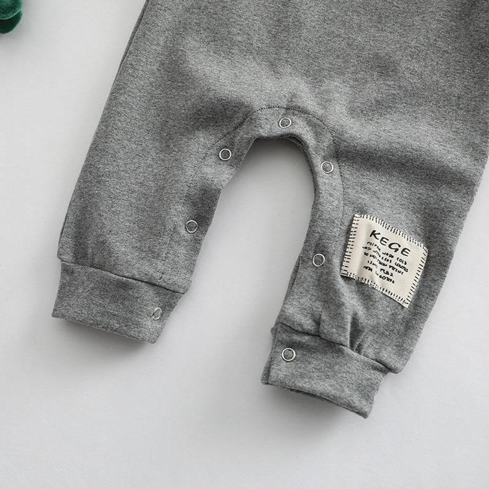 MyKids-USA® Baby Solid Color Side Striped Sleeve High Elastic Cotton Jumpsuit