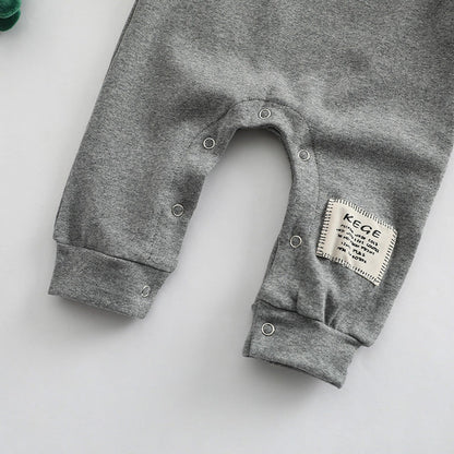MyKids-USA® Baby Solid Color Side Striped Sleeve High Elastic Cotton Jumpsuit