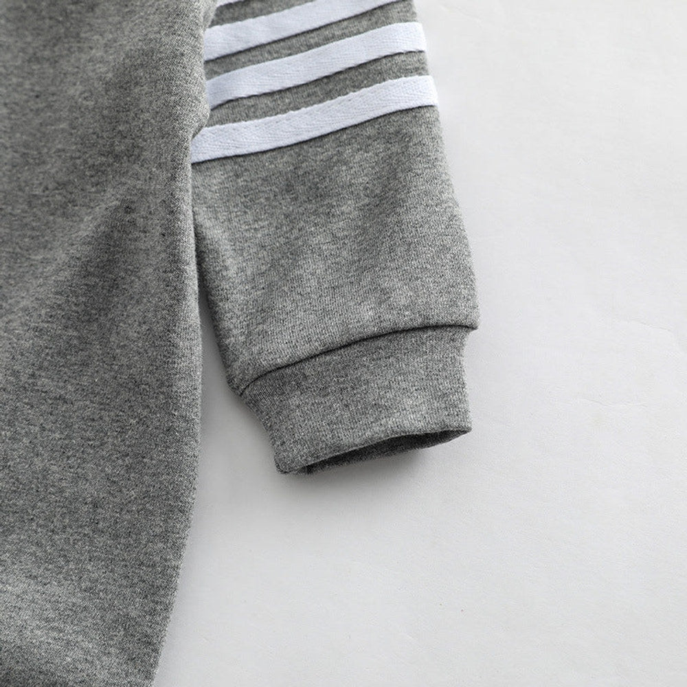 MyKids-USA® Baby Solid Color Side Striped Sleeve High Elastic Cotton Jumpsuit