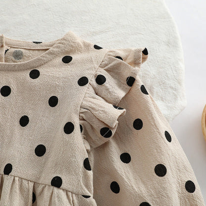 MyKids-USA® Baby Girl Polka Dot Pattern Little Flying Sleeve Loose Bodysuit