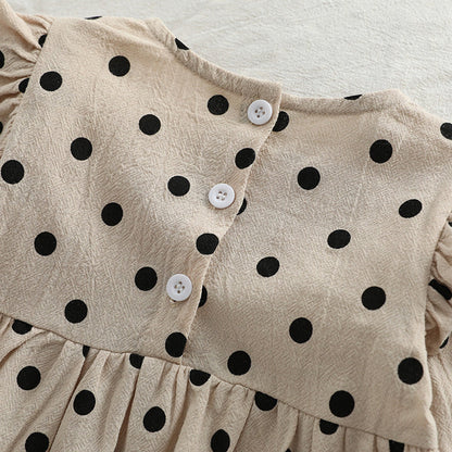 MyKids-USA® Baby Girl Polka Dot Pattern Little Flying Sleeve Loose Bodysuit