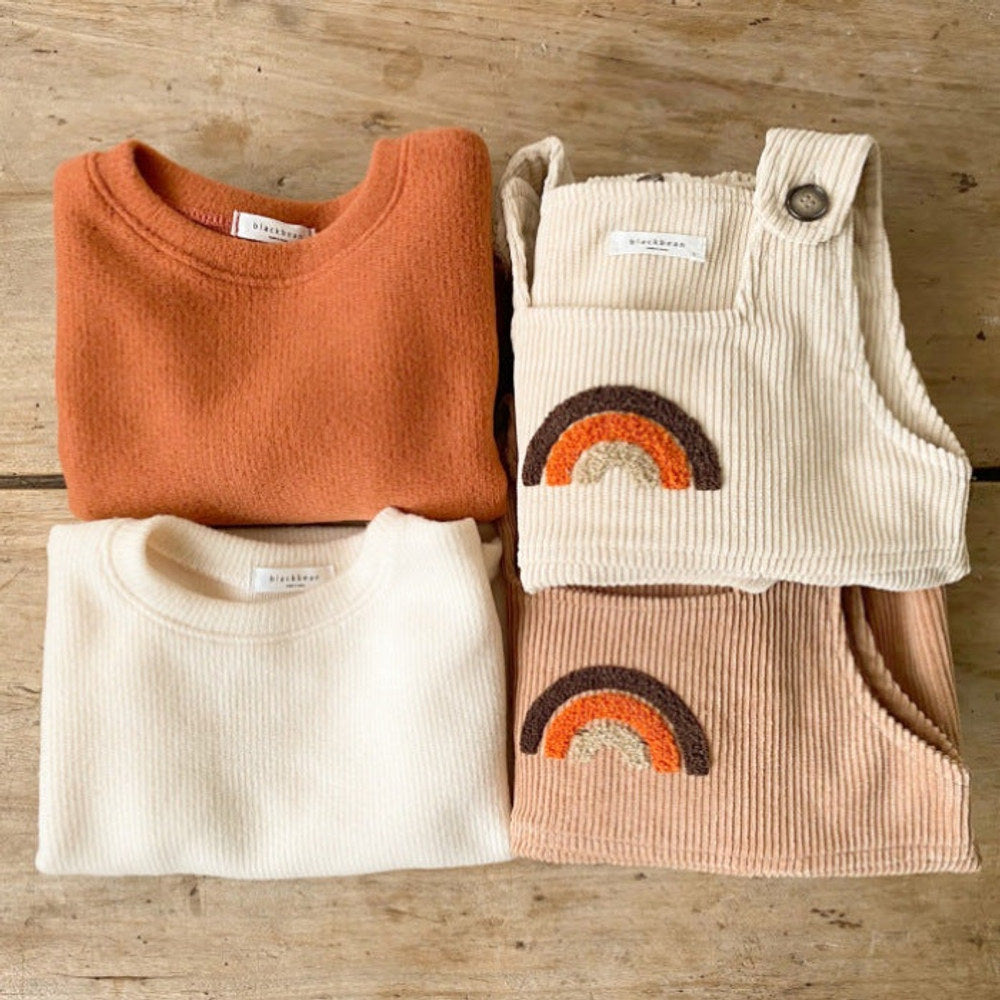 MyKids-USA® Baby Solid Color Shirt Combo Corduroy Fabric Strap bodysuit Sets