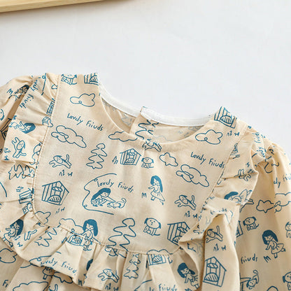 MyKids-USA® Baby Girl Cartoon Pattern Soft Cotton O-Neck Bodysuit