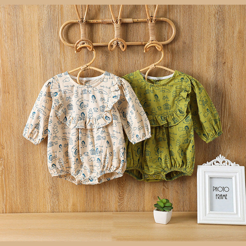 MyKids-USA® Baby Girl Cartoon Pattern Soft Cotton O-Neck Bodysuit