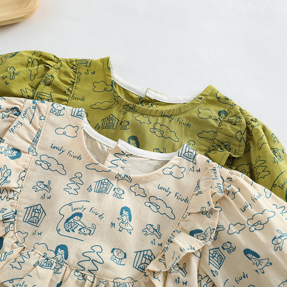MyKids-USA® Baby Girl Cartoon Pattern Soft Cotton O-Neck Bodysuit