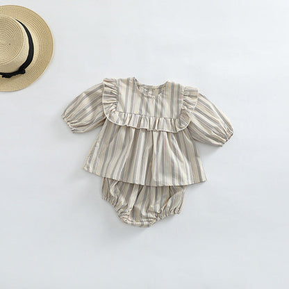 MyKids-USA® Baby Girl Striped Pattern Shirt Combo Shorts One Pieces Sets